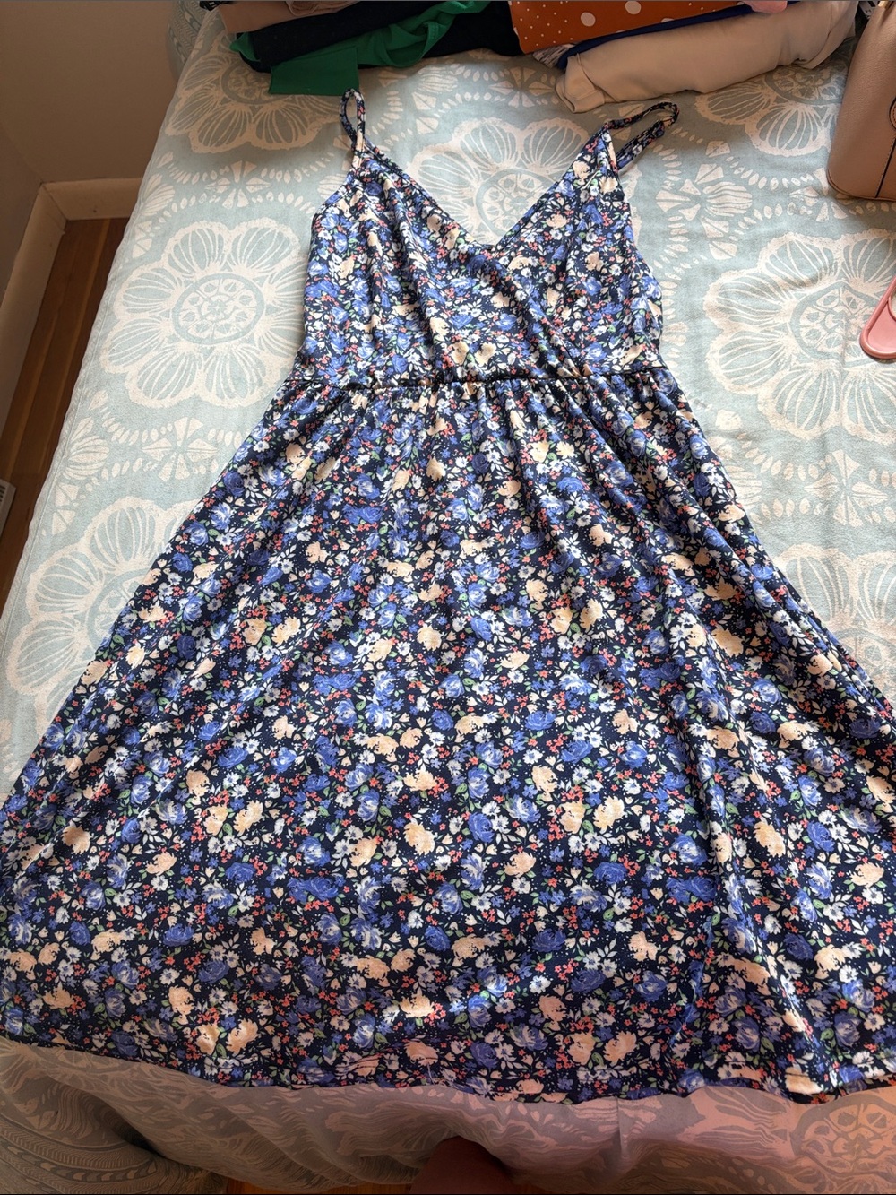 Floral Blue Spaghetti-Strap Sundress